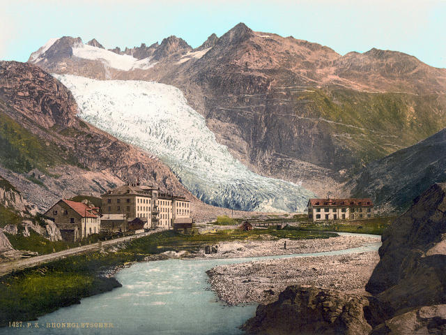 Gletsch and the Rhone Glacier as it was in the years 1890-1900